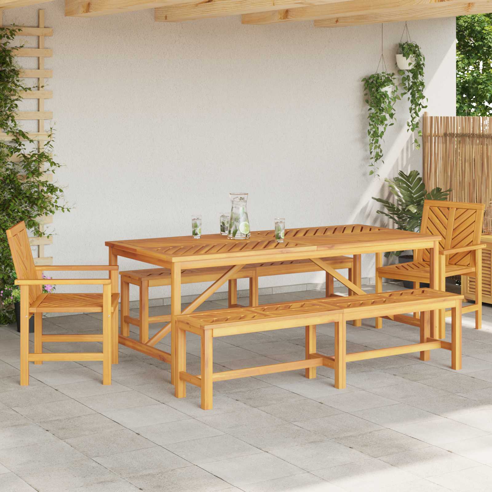vidaXL Garden Dining Set 5 pcs Brown Solid Acacia Wood 4