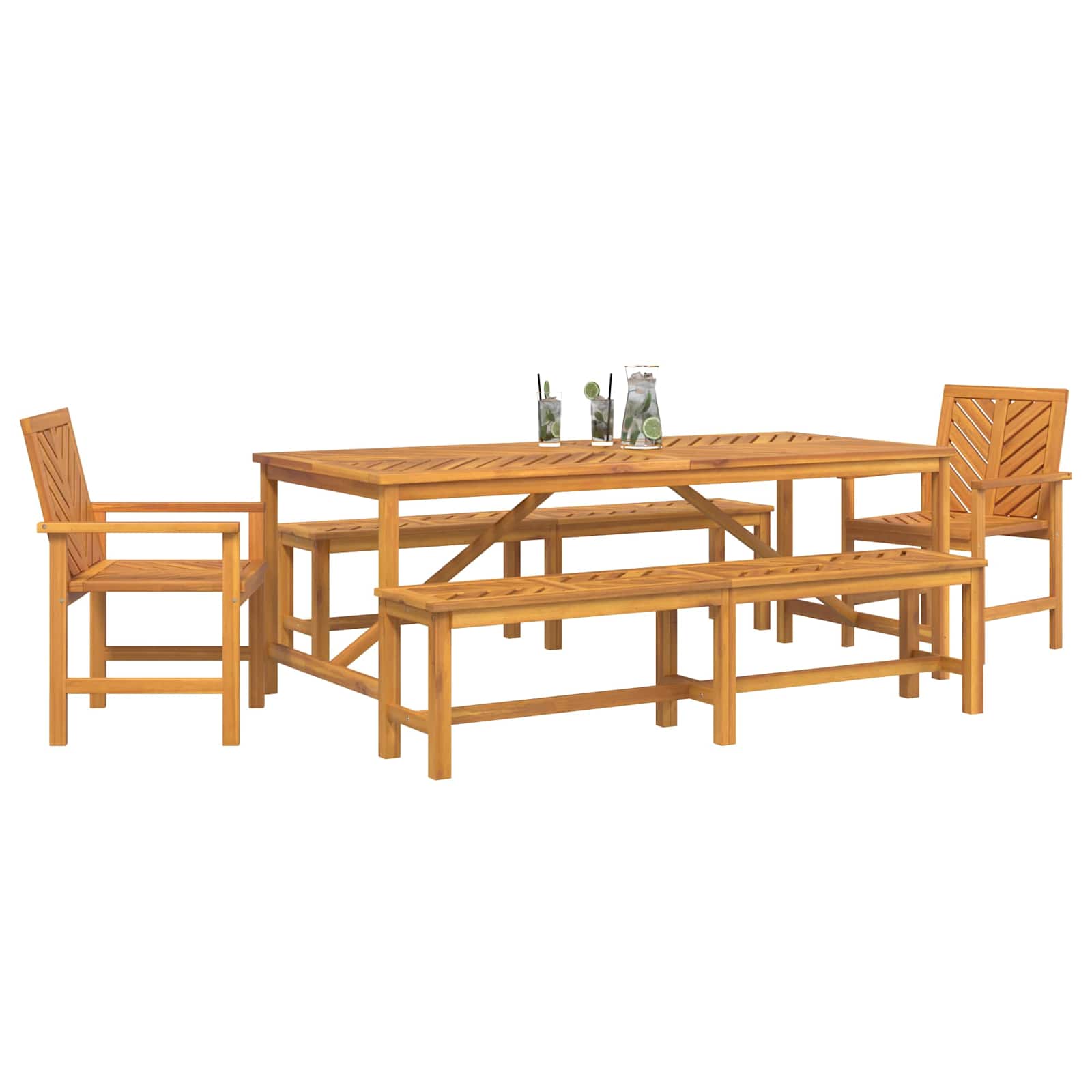 vidaXL Garden Dining Set 5 pcs Brown Solid Acacia Wood 3