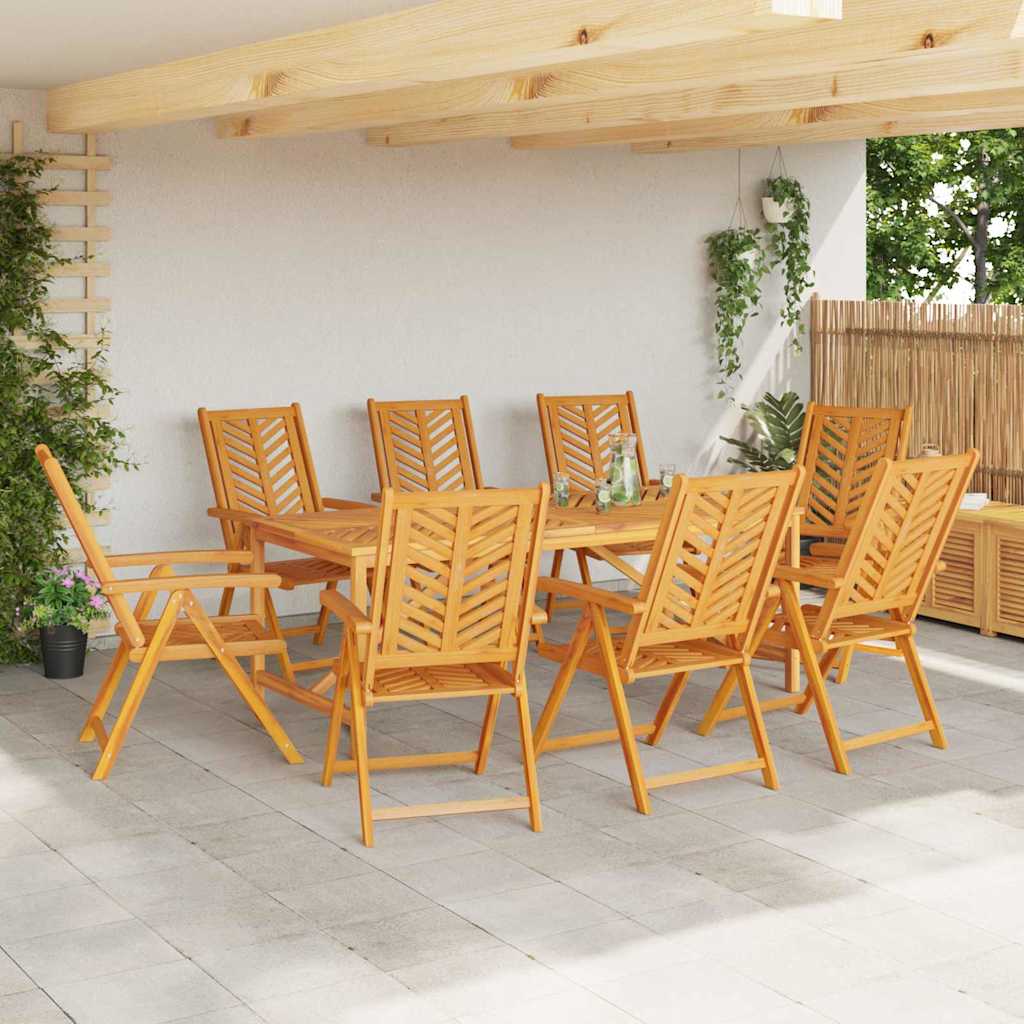 vidaXL Garden Dining Set 9 pcs Brown Solid Acacia Wood 4