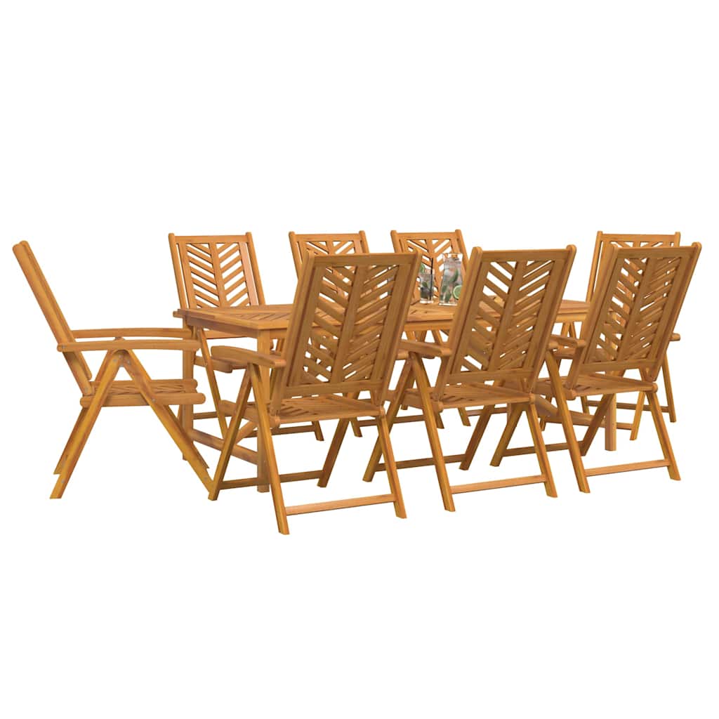 vidaXL Garden Dining Set 9 pcs Brown Solid Acacia Wood 3