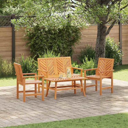 Garden Lounge Set 3 pcs Brown Solid Acacia Wood Bench +2x chair +table