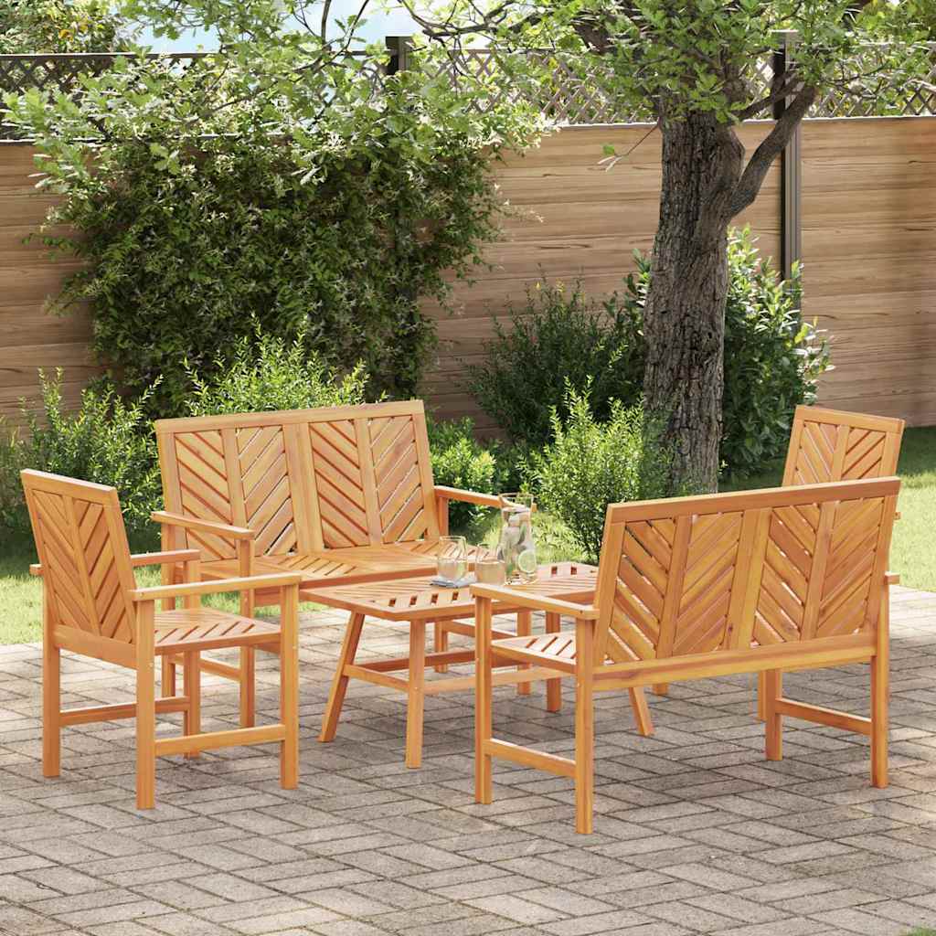 Garden Lounge Set 3 pcs Brown Solid Acacia Wood 2x bench +2x chair +table