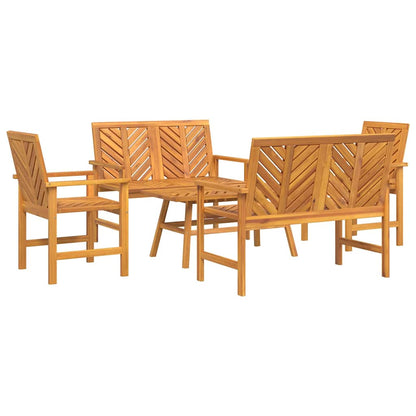 Garden Lounge Set 3 pcs Brown Solid Acacia Wood 2x bench +2x chair +table