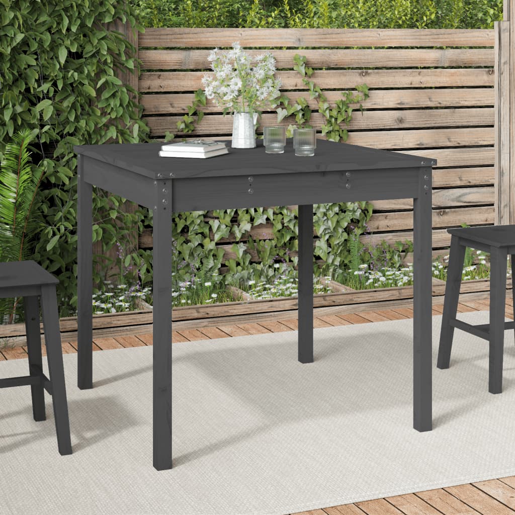 Garden Table 121x82.5x76 cm Solid Wood Pine Grey pine 82.5 cm