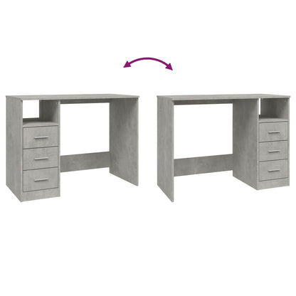 vidaXL Desk with Drawers Concrete Grey 102x50x76 cm Engineered Wood