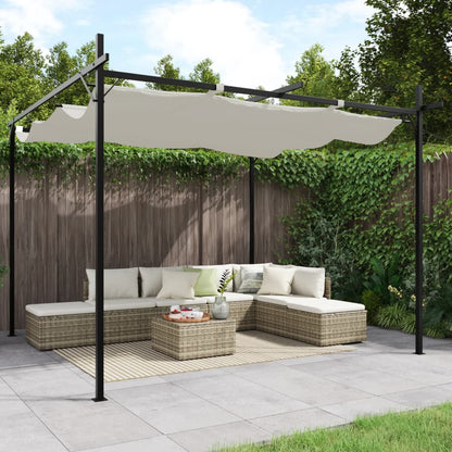 Pergola with Retractable Roof Cream 295 x 292 x 230 cm