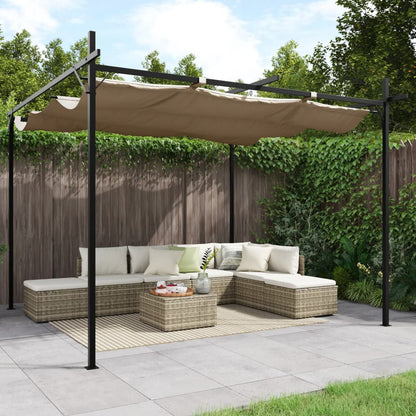 Pergola with Retractable Roof Taupe 295 x 292 x 230 cm