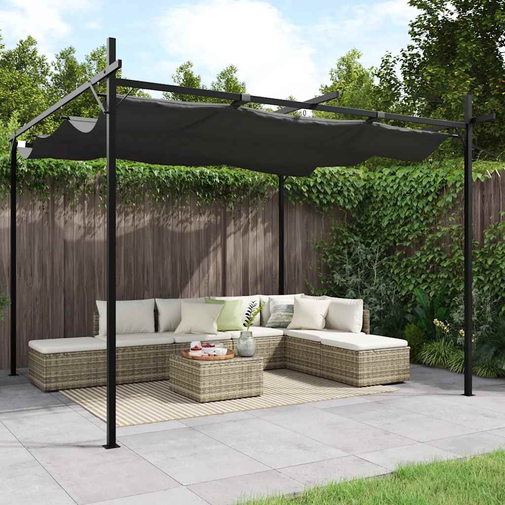 Pergola with Retractable Roof Anthracite 295 x 292 x 230 cm