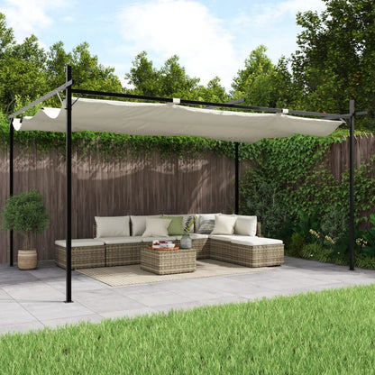 Pergola with Retractable Roof Cream 395 x 292 x 230 cm