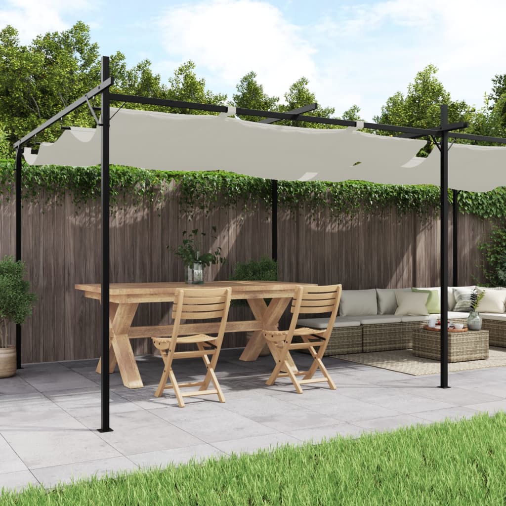 Pergola with Retractable Roof Cream 589 x 292 x 230 cm