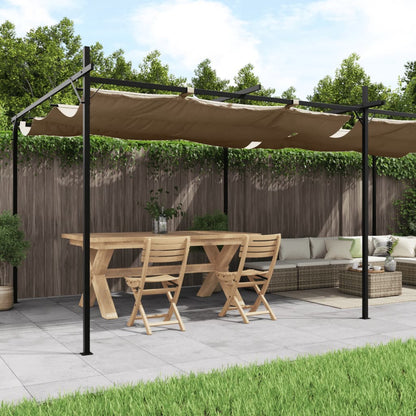 Pergola with Retractable Roof Taupe 589 x 292 x 230 cm