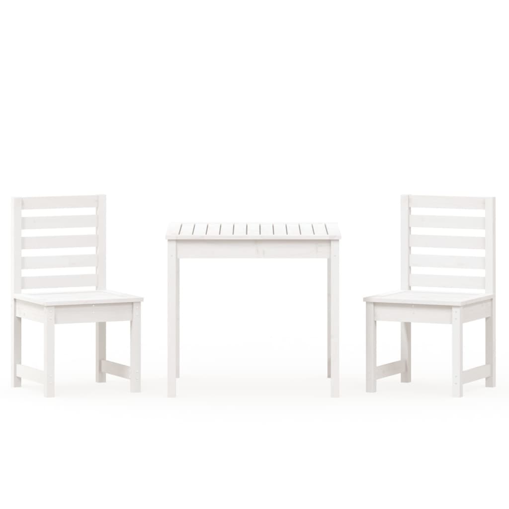 3 Piece Garden Bistro Set Solid Wood Pine White pine