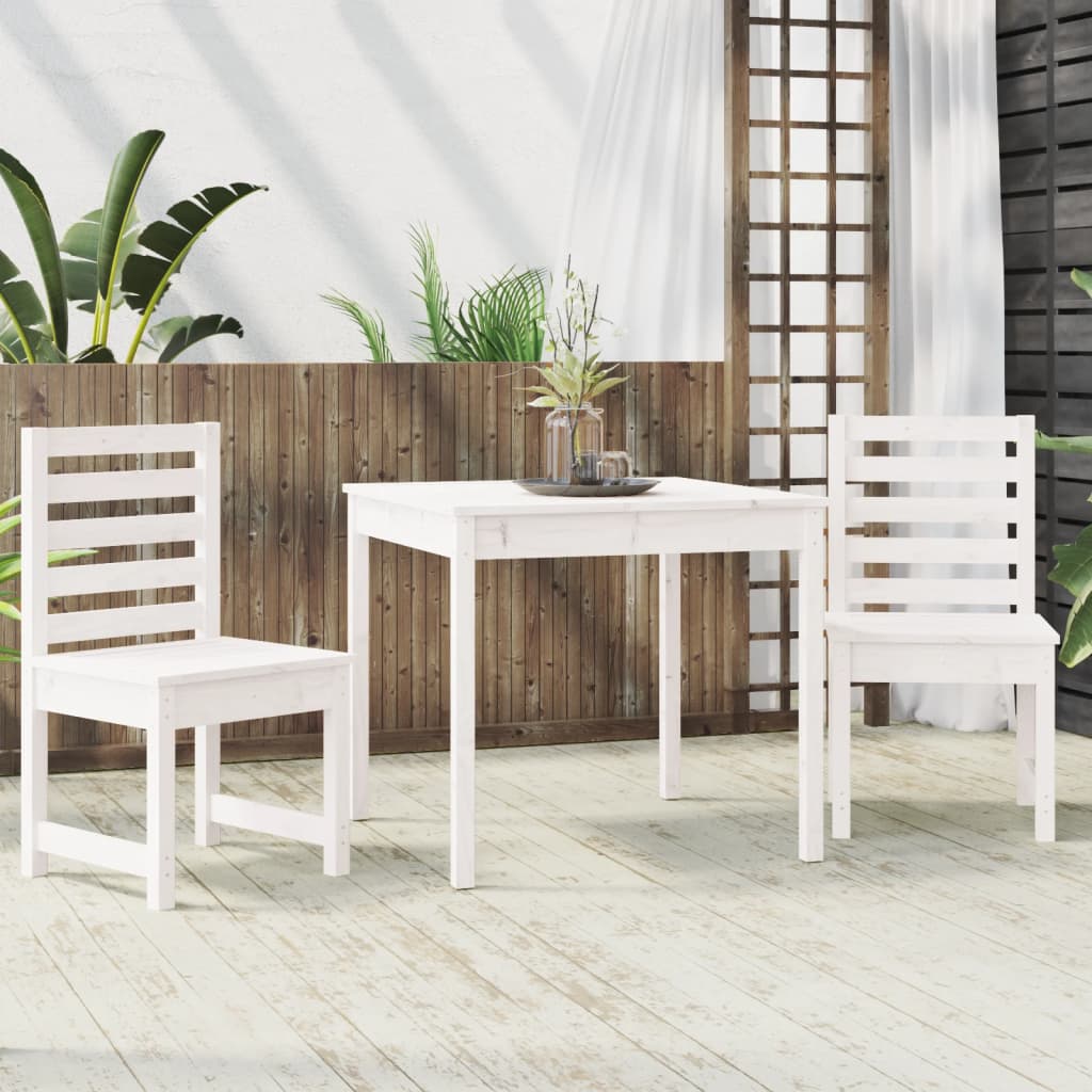 3 Piece Garden Bistro Set Solid Wood Pine White pine