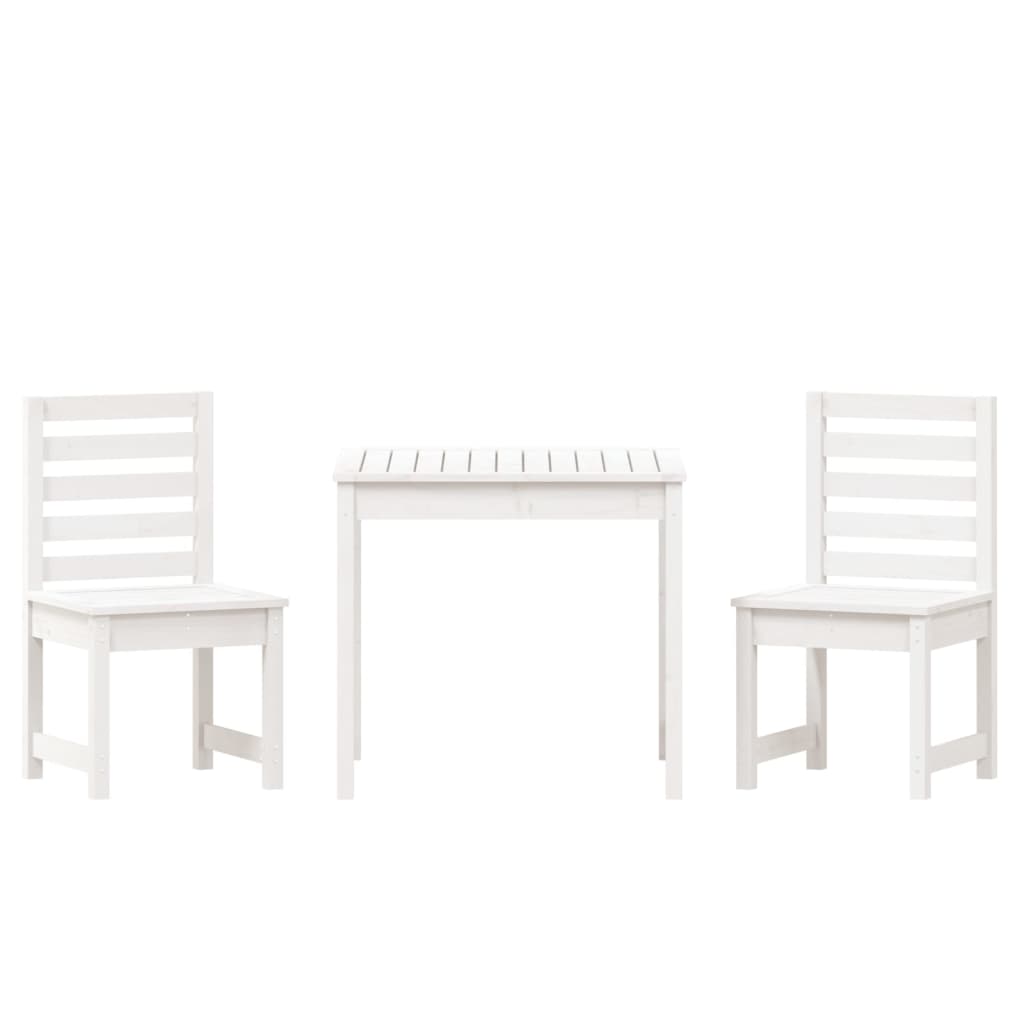 3 Piece Garden Bistro Set Solid Wood Pine White pine