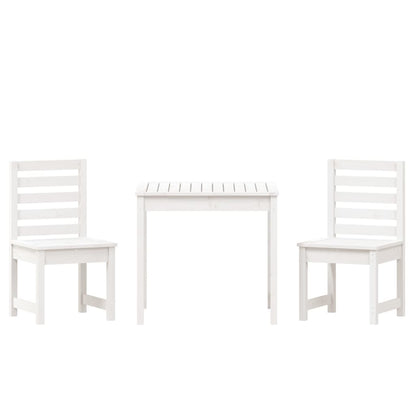 3 Piece Garden Bistro Set Solid Wood Pine White pine