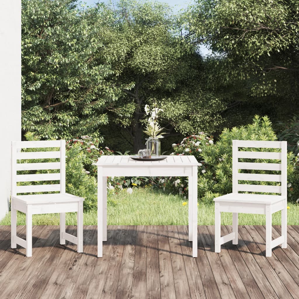 3 Piece Garden Bistro Set Solid Wood Pine White pine