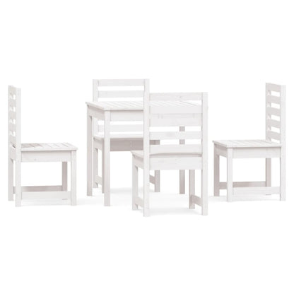 5 Piece Garden Dining Set Solid Wood Pine White pine