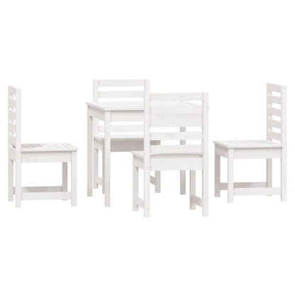 5 Piece Garden Dining Set Solid Wood Pine White pine