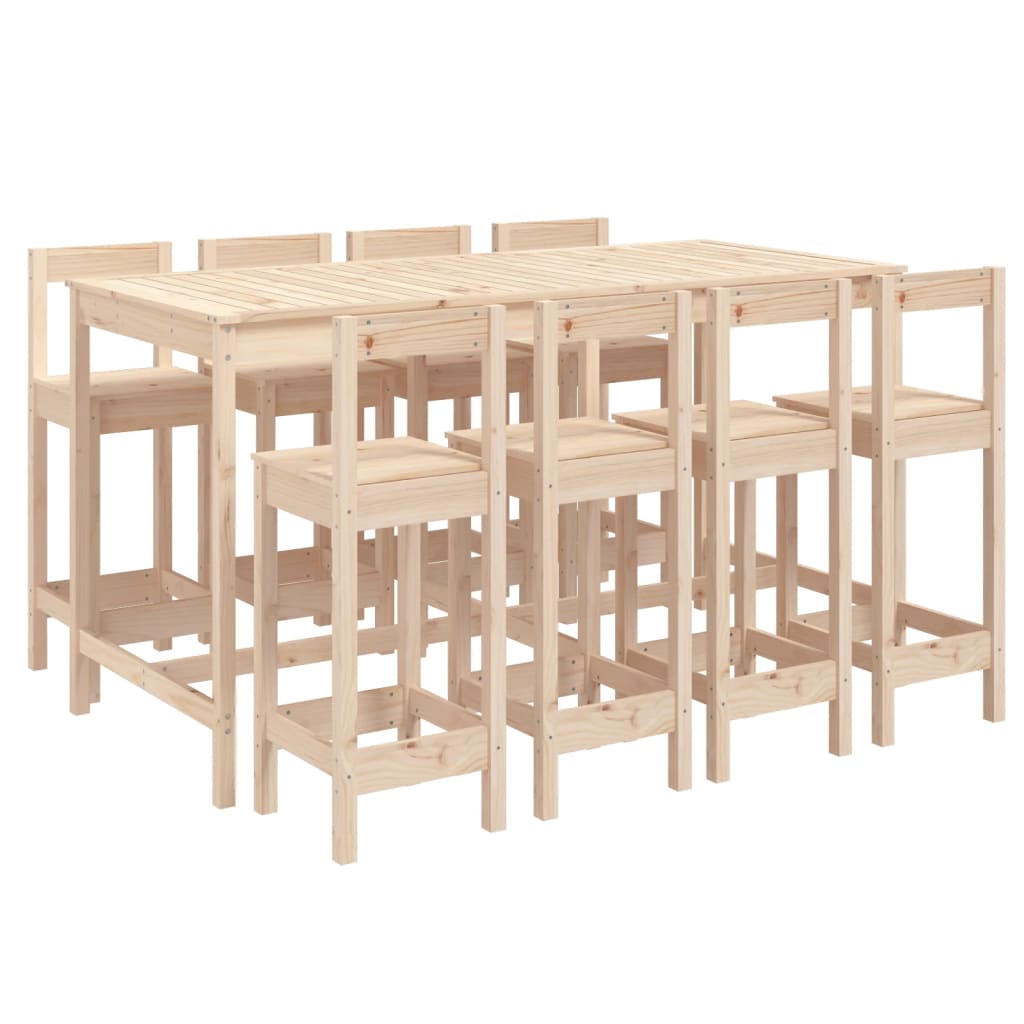 vidaXL 9 Piece Garden Bar Set Solid Wood Pine 2