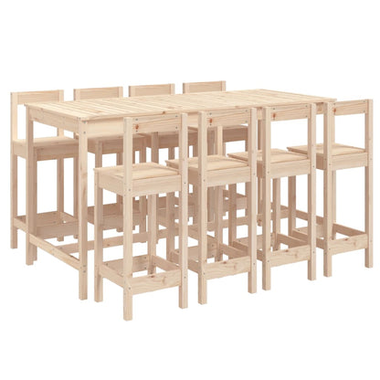 vidaXL 9 Piece Garden Bar Set Solid Wood Pine 2