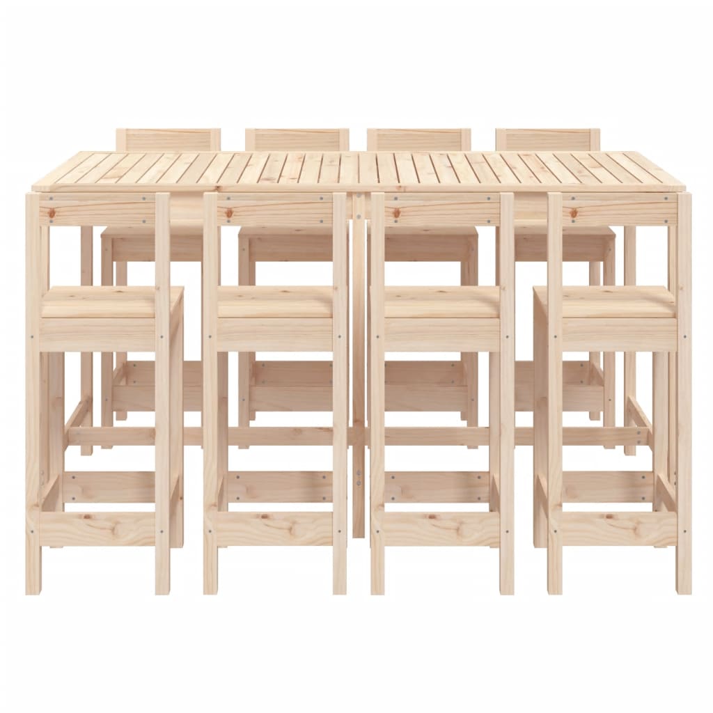 vidaXL 9 Piece Garden Bar Set Solid Wood Pine 4