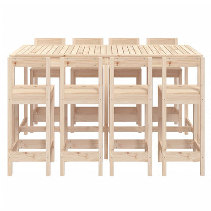 vidaXL 9 Piece Garden Bar Set Solid Wood Pine 4