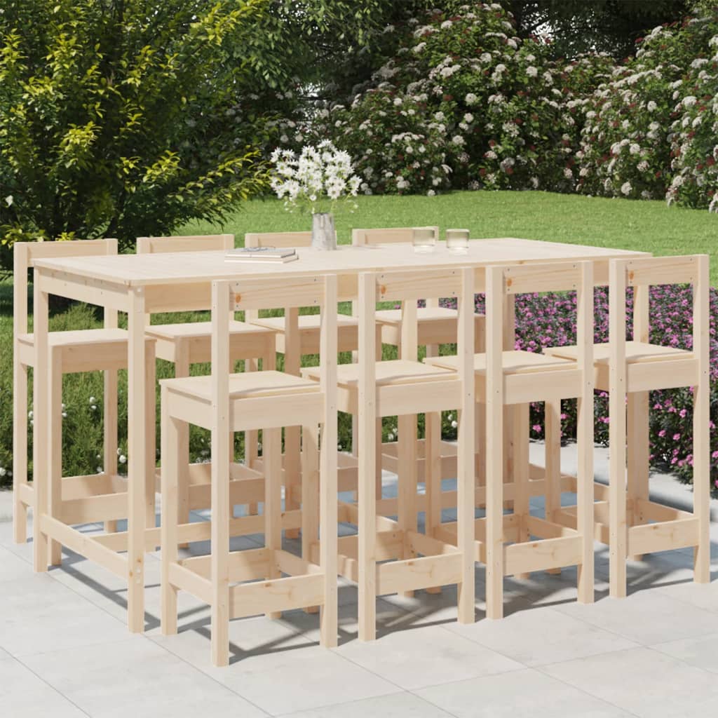 vidaXL 9 Piece Garden Bar Set Solid Wood Pine 1