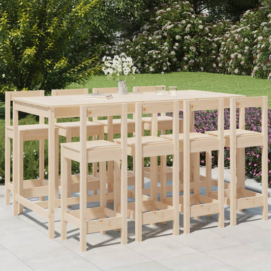 vidaXL 9 Piece Garden Bar Set Solid Wood Pine 1