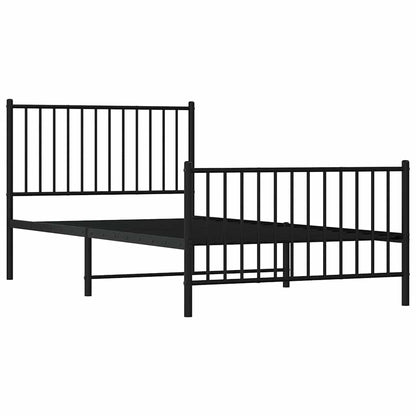 Metal Bed Frame without Mattress with Footboard Black with Headboard & Footboard 100 cm 200 cm