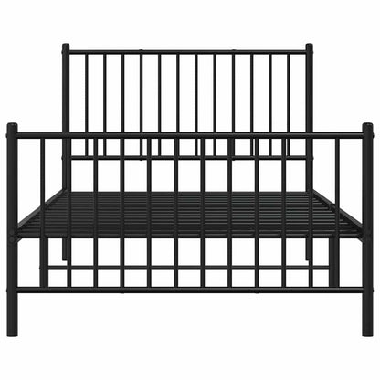Metal Bed Frame without Mattress with Footboard Black with Headboard & Footboard 100 cm 200 cm