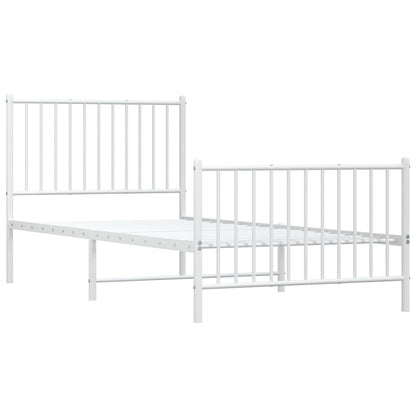Metal Bed Frame without Mattress with Footboard White with Headboard & Footboard 90 cm 200 cm