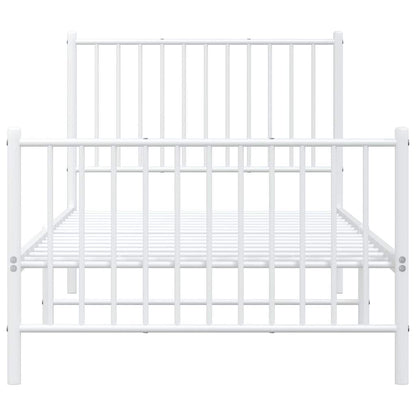 Metal Bed Frame without Mattress with Footboard White with Headboard & Footboard 90 cm 200 cm