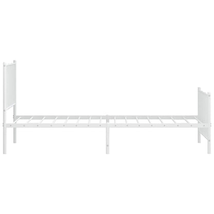 Metal Bed Frame without Mattress with Footboard White with Headboard & Footboard 90 cm 200 cm