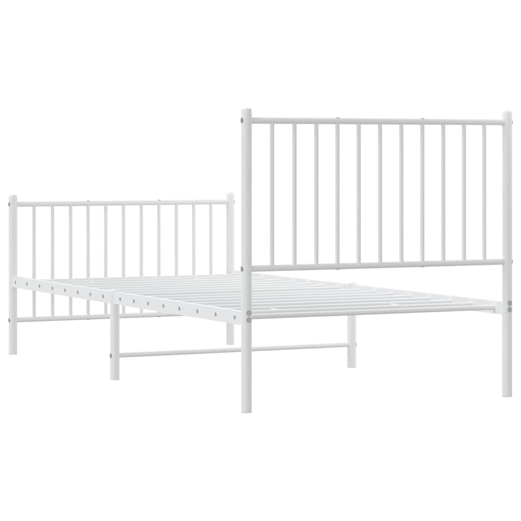 Metal Bed Frame without Mattress with Footboard White with Headboard & Footboard 90 cm 200 cm