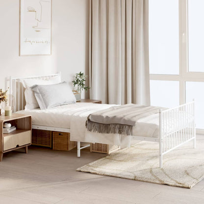 Metal Bed Frame without Mattress with Footboard White with Headboard & Footboard 107 cm 203 cm