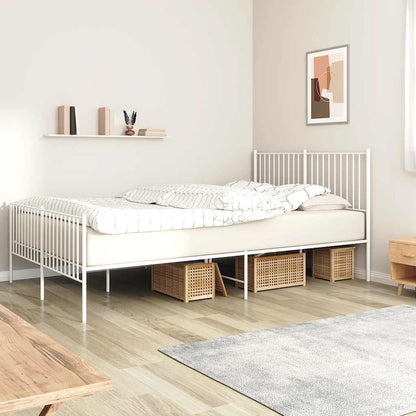 Metal Bed Frame without Mattress with Footboard White with Headboard & Footboard 160 cm 200 cm