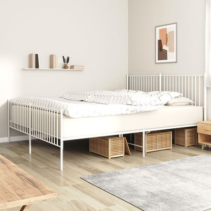 Metal Bed Frame without Mattress with Footboard White with Headboard & Footboard 200 cm 200 cm