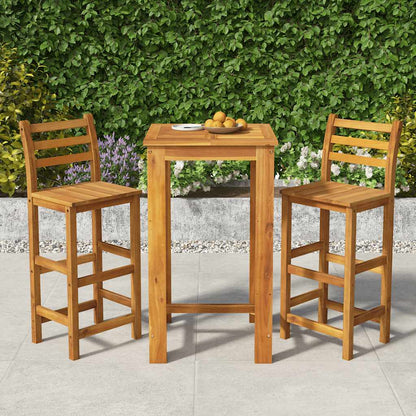 5 Piece Garden Bar Set Solid Wood Acacia 60 cm table length Bar chairs with backrest 2
