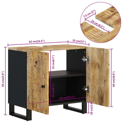 vidaXL Sink Cabinet 62x33x58 cm Solid Wood Mango and Engineered Wood