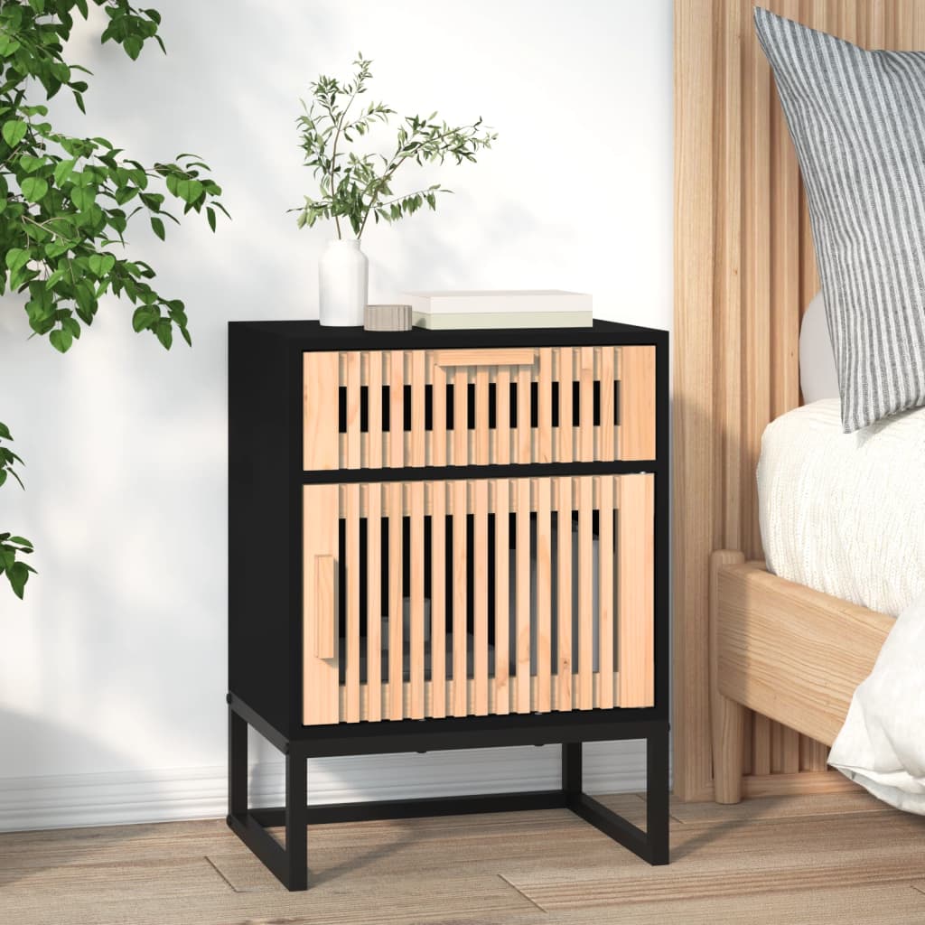 vidaXL Bedside Cabinets 2 pcs Black 40x30x55.5 cm Engineered Wood&Iron