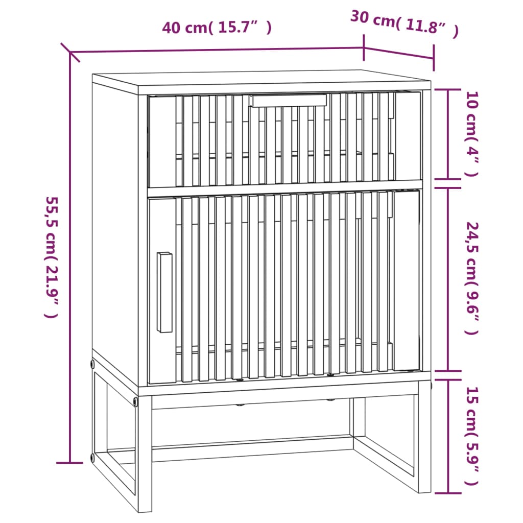 vidaXL Bedside Cabinets 2 pcs Black 40x30x55.5 cm Engineered Wood&Iron