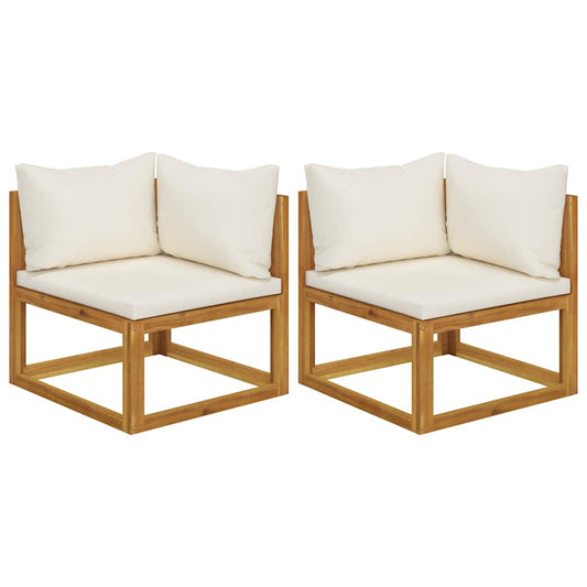 3 Piece Garden Lounge Set with Cushions Solid Wood Acacia Cream Corner sofa (2 pcs)