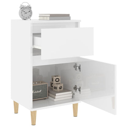 vidaXL Bedside Cabinet High Gloss White 40x35x70 cm