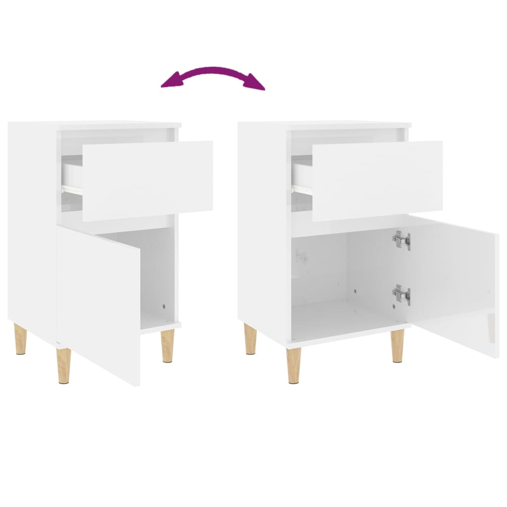 vidaXL Bedside Cabinet High Gloss White 40x35x70 cm