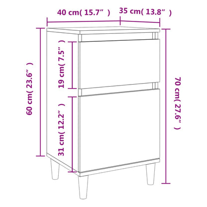 vidaXL Bedside Cabinet High Gloss White 40x35x70 cm