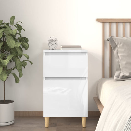 vidaXL Bedside Cabinet High Gloss White 40x35x70 cm