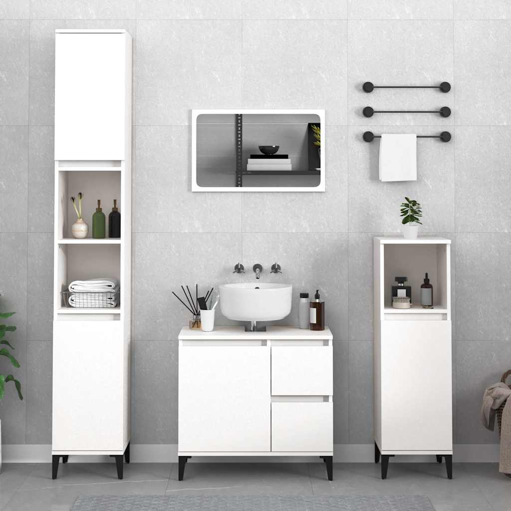 Bathroom Cabinet 65x33x60 cm Engineered Wood White