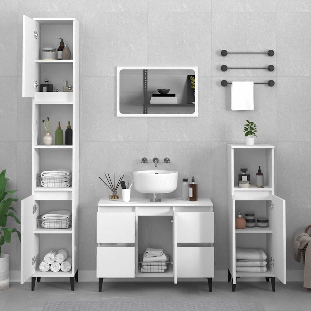 Sink Cabinet 80x33x60 cm Engineered Wood White