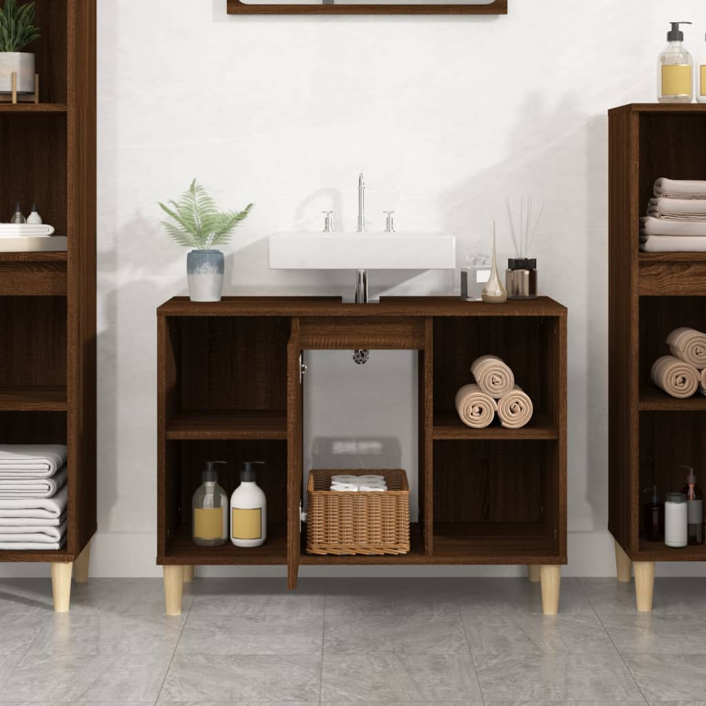 vidaXL Sink Cabinet Brown Oak 80x33x60 cm Engineered Wood