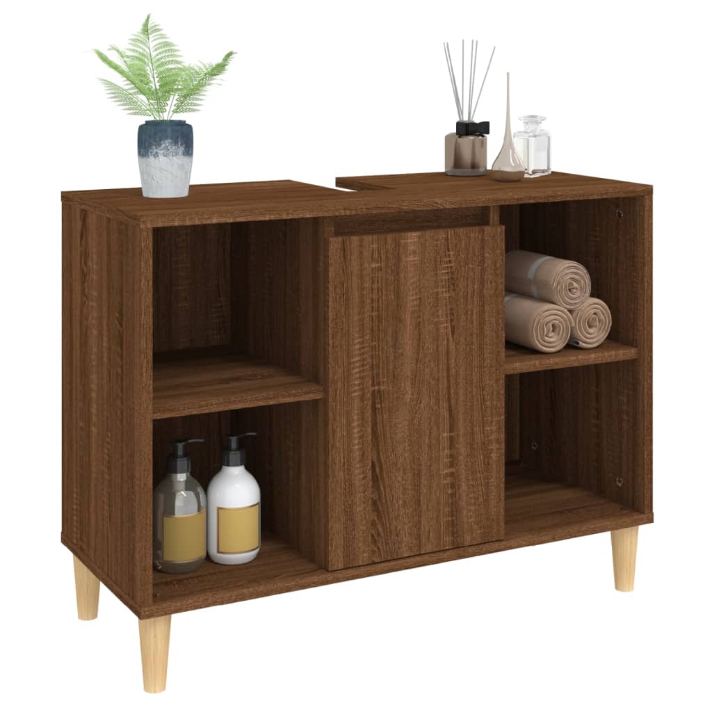 vidaXL Sink Cabinet Brown Oak 80x33x60 cm Engineered Wood